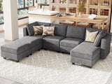 L Shaped Sofa with Storage Seat Fabric Modular Sectional Couch Reversible Chaise