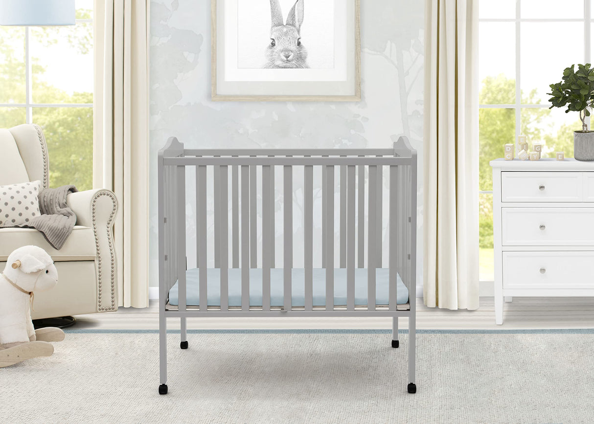 Folding Portable Mini Baby Crib with 1.5-inch Mattress - Greenguard Gold Certified, Grey