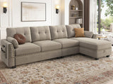 Velvet Convertible Sectional Sofa L Shaped Couch with Storage Ottoman Reversible