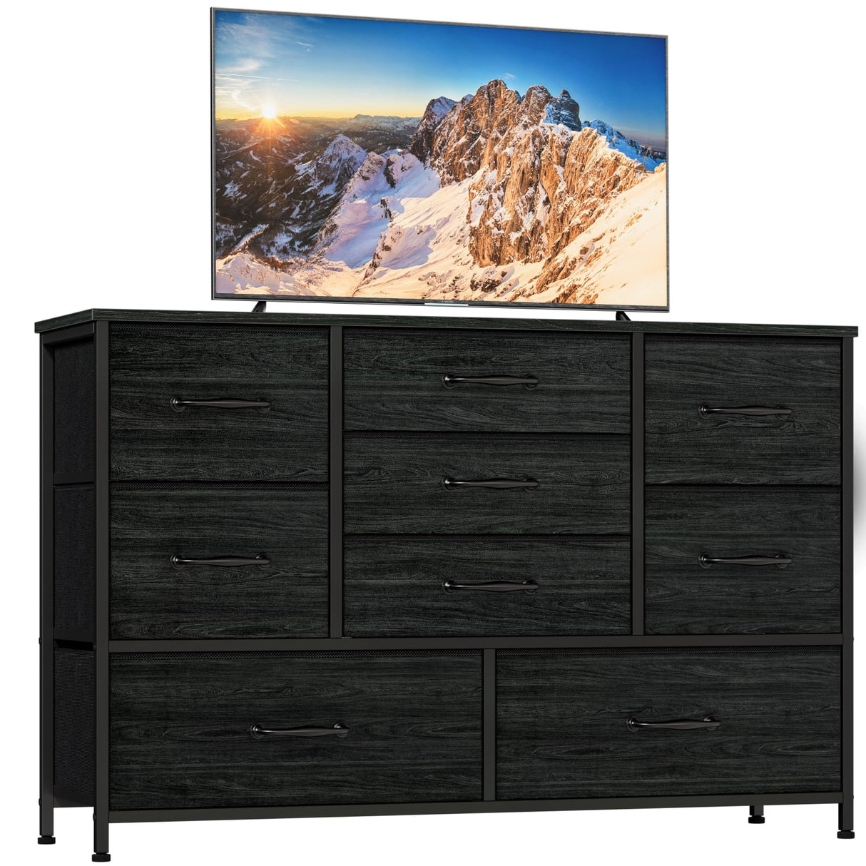 Wide Dresser with 9 Large Drawers for 55'' Long TV Stand Entertainment Center