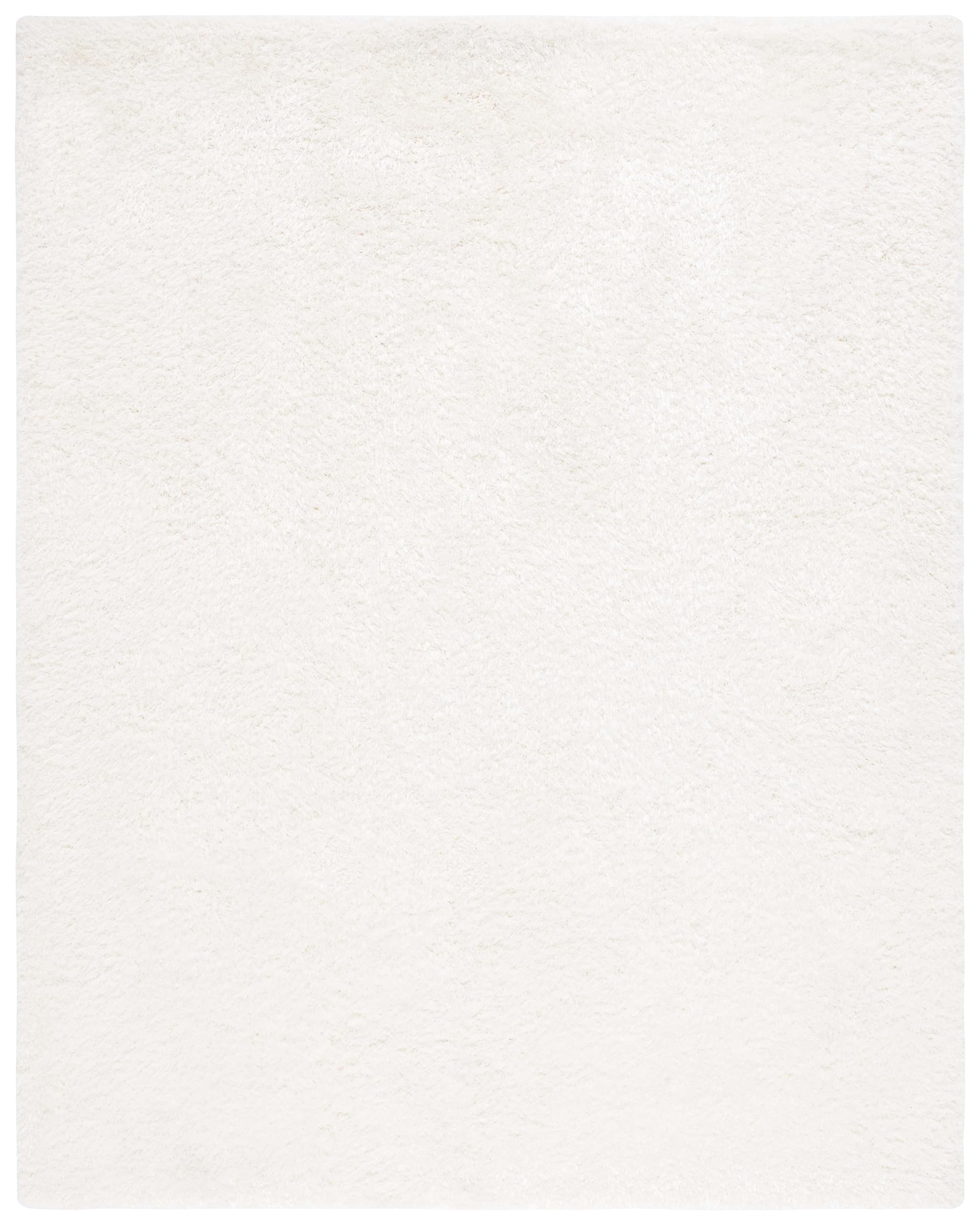 Luxe Shag Collection Area Rug - 8' Square, Ivory, Handmade Glam