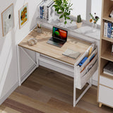 Small Folding Desk, 31.5 Inch Spaces Saving Foldable Table with Storage Pocket