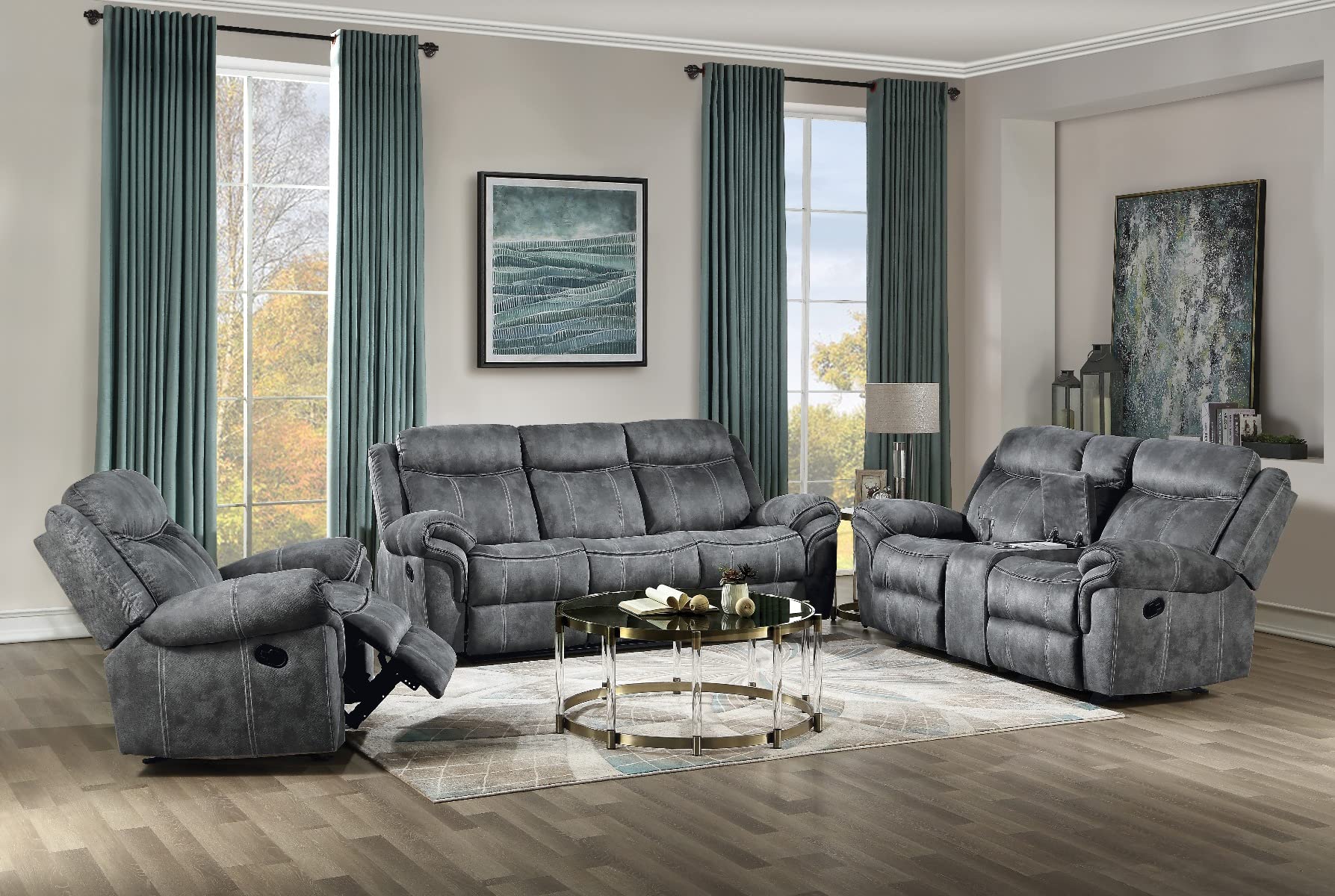 TuftEase Recliner Chair with Pillow Top Arms & External Latch Recline