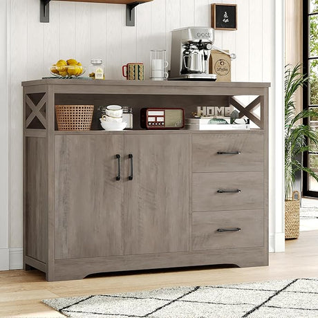 Modern Farmhouse Sideboard Buffet Cabinet, Kitchen Buffet Storage Cabinet