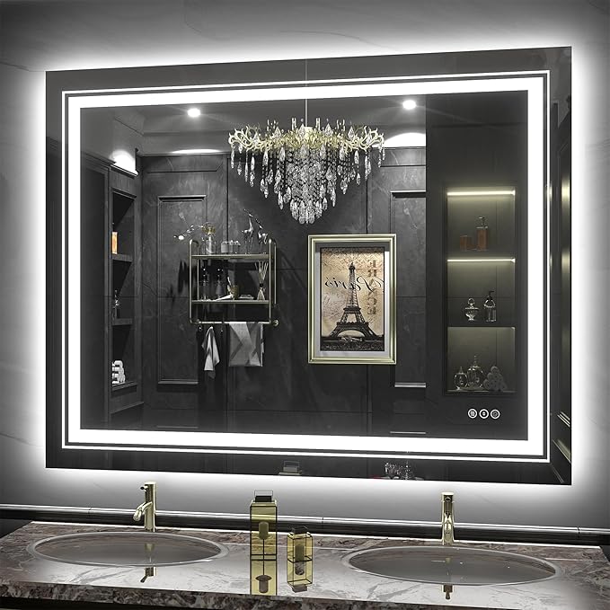 LED Mirror for Bathroom, Large Dimmable Lighted Vanity Mirror