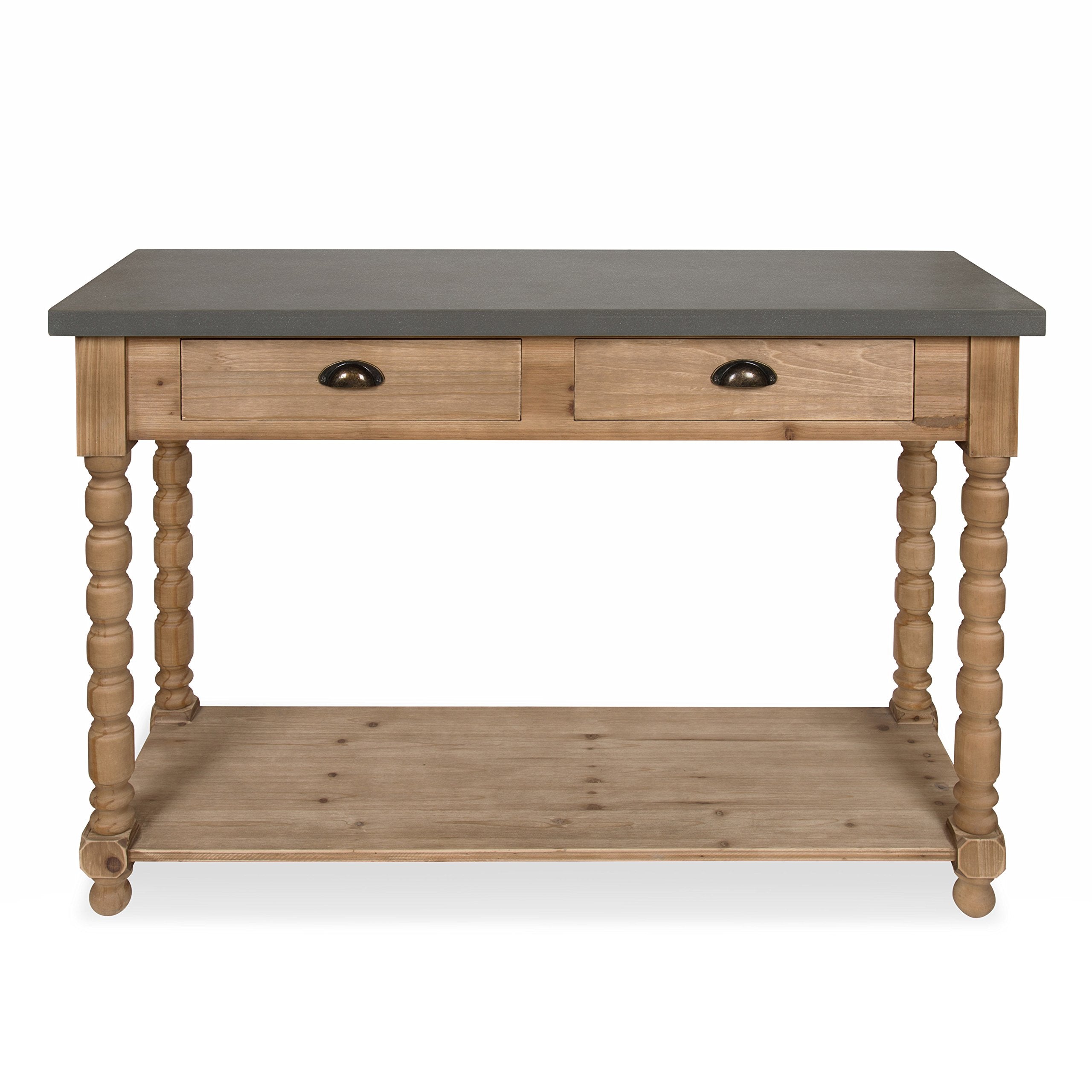 Rutledge Farmhouse Chic Two Drawer Console Table, Rustic Wood