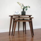 Solid Nesting Table Set of 3- Oak Mid Century Pebble Tables