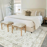 Beige Area Rug for Living Room, Soft Washable Rugs 5x7 Non-Shedding Neutral Rug,