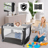 Pack and Play with Bassinet, 4-in-1 Baby Bassinet Bedside Crib