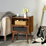 Nightstand, Side Table with Drawer Open Shelf