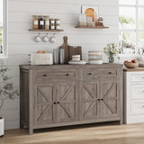 55" Buffet Sideboard Cabinet with Storage, Modern Farmhouse Coffee Bar Cabinet with Drawers and Shelves,