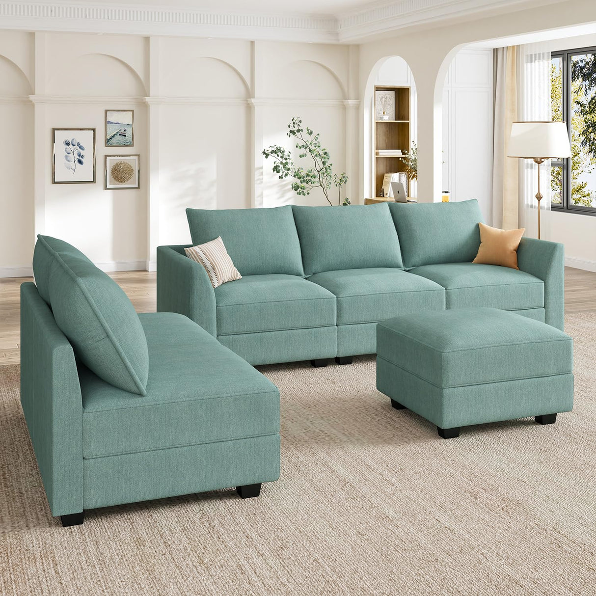 Modular Sofa Sectional L Shaped Couch with Storage Seat, Convertible Modular Sectional