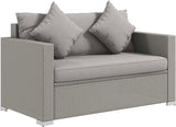 Patio Wicker Loveseat with Cushions