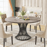 Round Dining Table, 47-Inch Farmhouse Dinning Room Table, Industrial Dinner Table