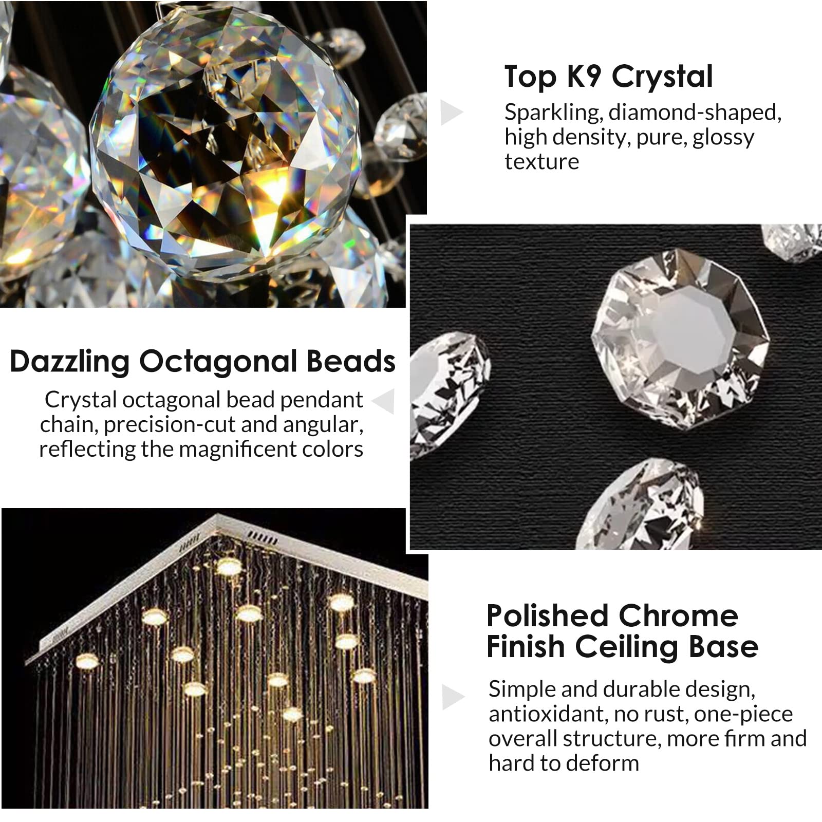Foyer Chandeliers for High Ceilings, Large Staircase Modern High Ceiling Crystal Chandeliers,