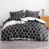 3 Pieces 100% Brushed Microfiber Striped Duvet Cover Set, Super Soft Black and