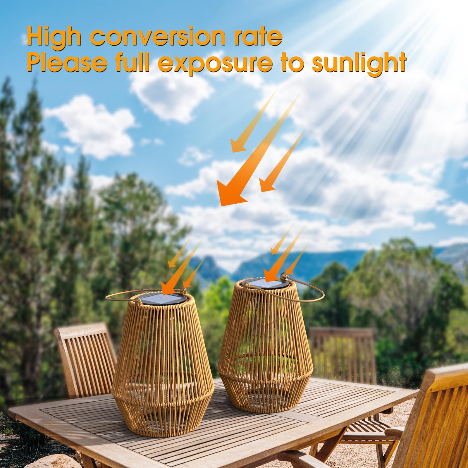 Solar Lanterns, KagoLing Solar Lights Outdoor Waterproof Solar Lights for Outside Hanging Solar Lantern Solar Table Lamp Lights Decoration for Garden,Yard,Patio,Porch,Trees,Lawn,Pathway, 2 Pack