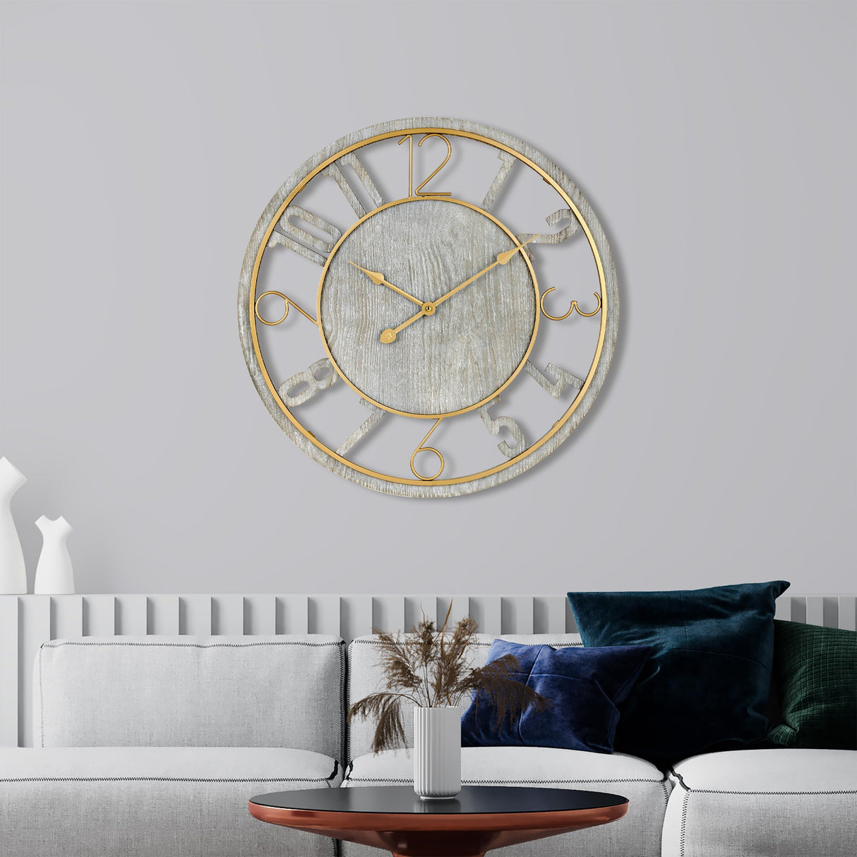 Wooden Modern Wall Clock - Large Wall Clock for Living Room Decor - 24-Inch Big Wall Clock Decorative,