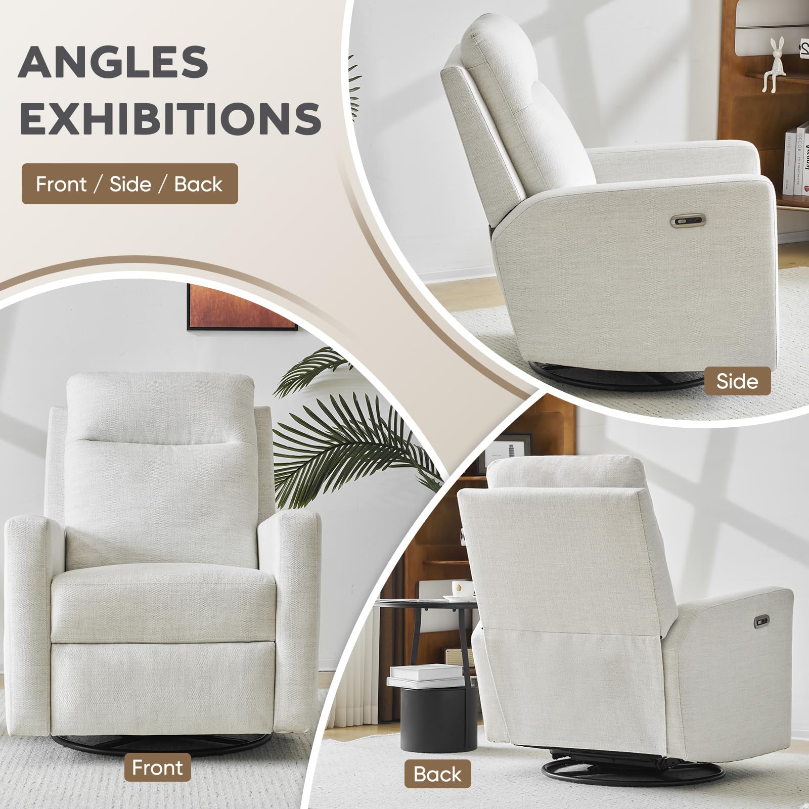 FlexNest Swivel Rocker Recliner with USB-C & Ergonomic Wing Back