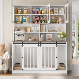 Large Dog Crate Furniture with Hutch - 71"H x 55"L Indoor Kennel