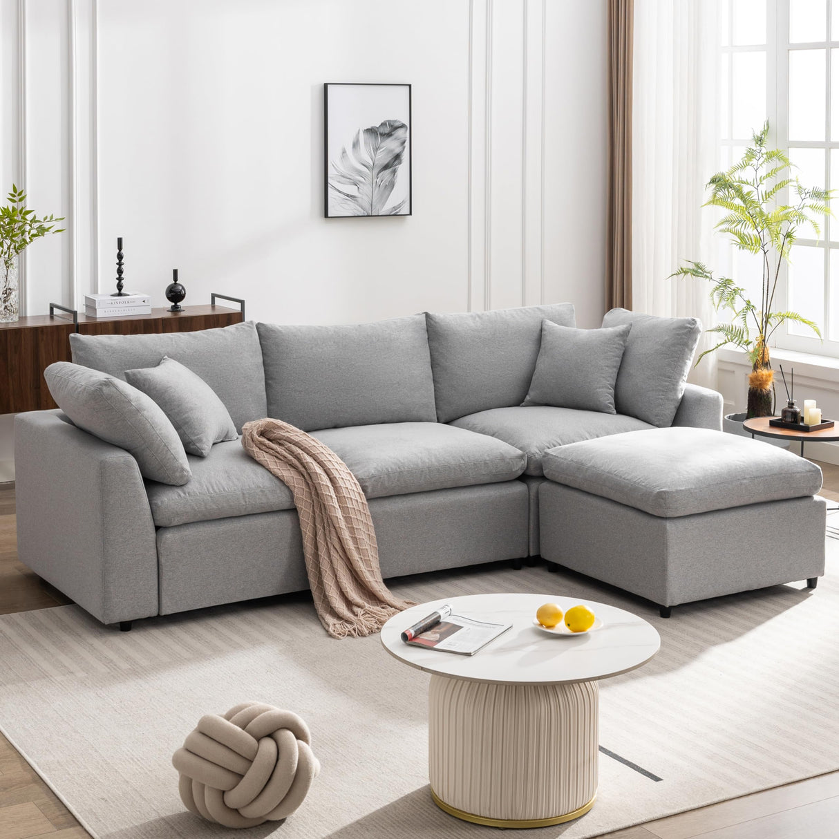 L-Shaped Corner Modular Down Feather Filled Sectional Sofa