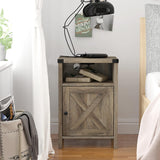 Nightstand Set of 2 with Charging Station,Industrial Bedside Table with Storage Living Room