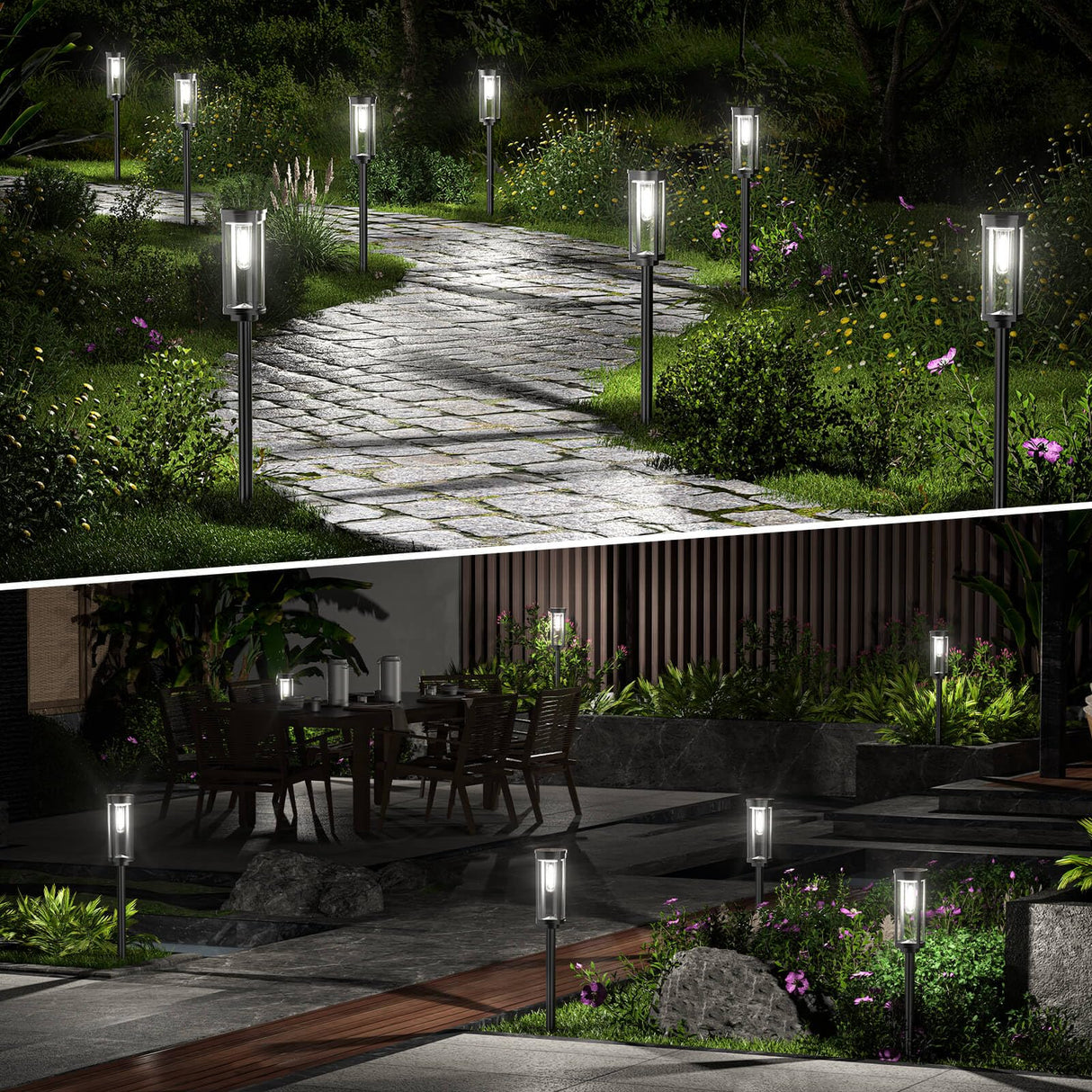 Bright Solar Pathway Lights Outdoor, 8 Pack Solar Garden Lights for Outside Waterproof,