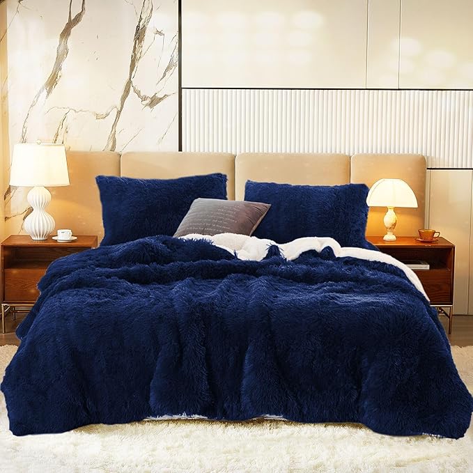 Luxury Faux Fur Shaggy Comforter Set Full/Queen Size
