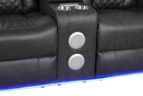 Loveseat with Bluetooth Speakers, Faux Leather, USB Charging, Gray