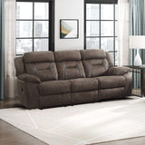 Homelegance Reclining Couch, Polished Microfiber Manual Double Recliner Sofa, Dark Brown