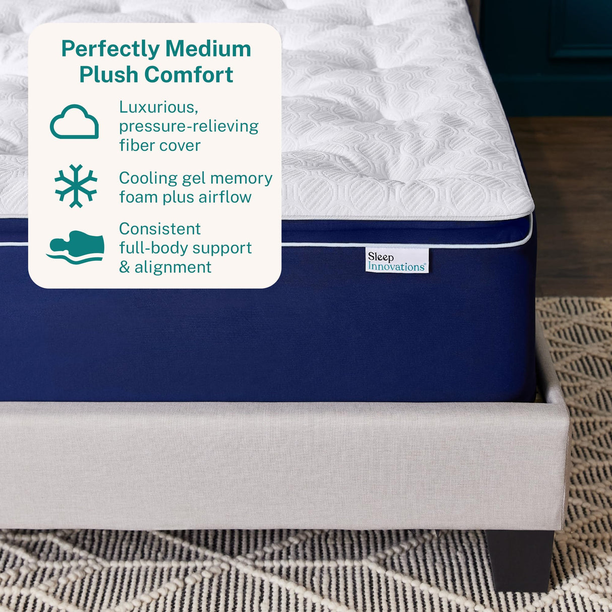 Skyler 12 Inch Cooling Gel Memory Foam Mattress, Fiber Fill Pillow Top, Queen Size