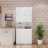 Bathroom Storage Cabinet, 2 Door Tall Slim Storage Cabinet with Open Storage Shelves,