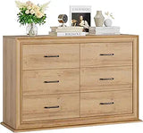 6 Drawer Double Dresser, 47.2" Wide Chest of 6 Drawers, Wooden Farmhouse Dressers for TV Stand