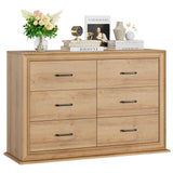 6 Drawer Double Dresser, 47.2" Wide Chest of 6 Drawers, Wooden Farmhouse Dressers for TV Stand