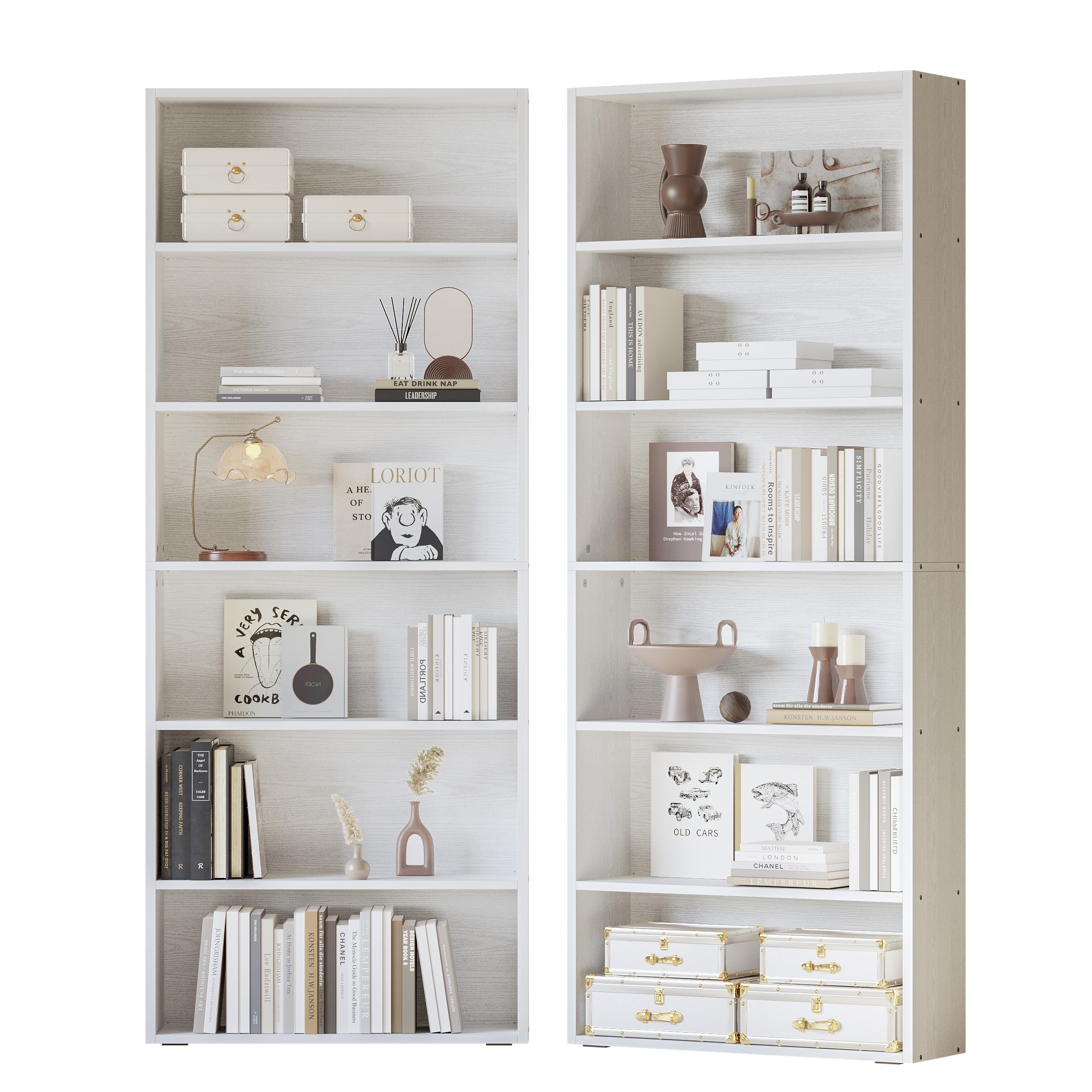 Bookshelves and Bookcases Set of 2 Floor Standing 6 Tiers Display Storage