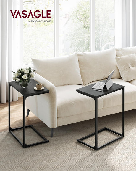 C Shape End Table, Small Coffee Table For Couch Or Sofa, Industrial Side Table In Living Room,