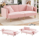 Velvet Futon Sofa Bed, 75.3" Couch Small Sofa, Loveseat, Convertible Futon Sleeper Sofa