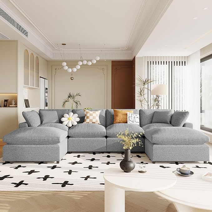 Large U-Shape Sectional Sofa Set, 2 Large Chaise