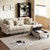 77" L-Shaped Sofa, Loveseat with Ottoman, Chenille Cloud Sofa with Chaise