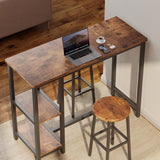 3-Piece Bar Table and Chairs Set for 2, Bar Table Set with 2 Storage Shelves