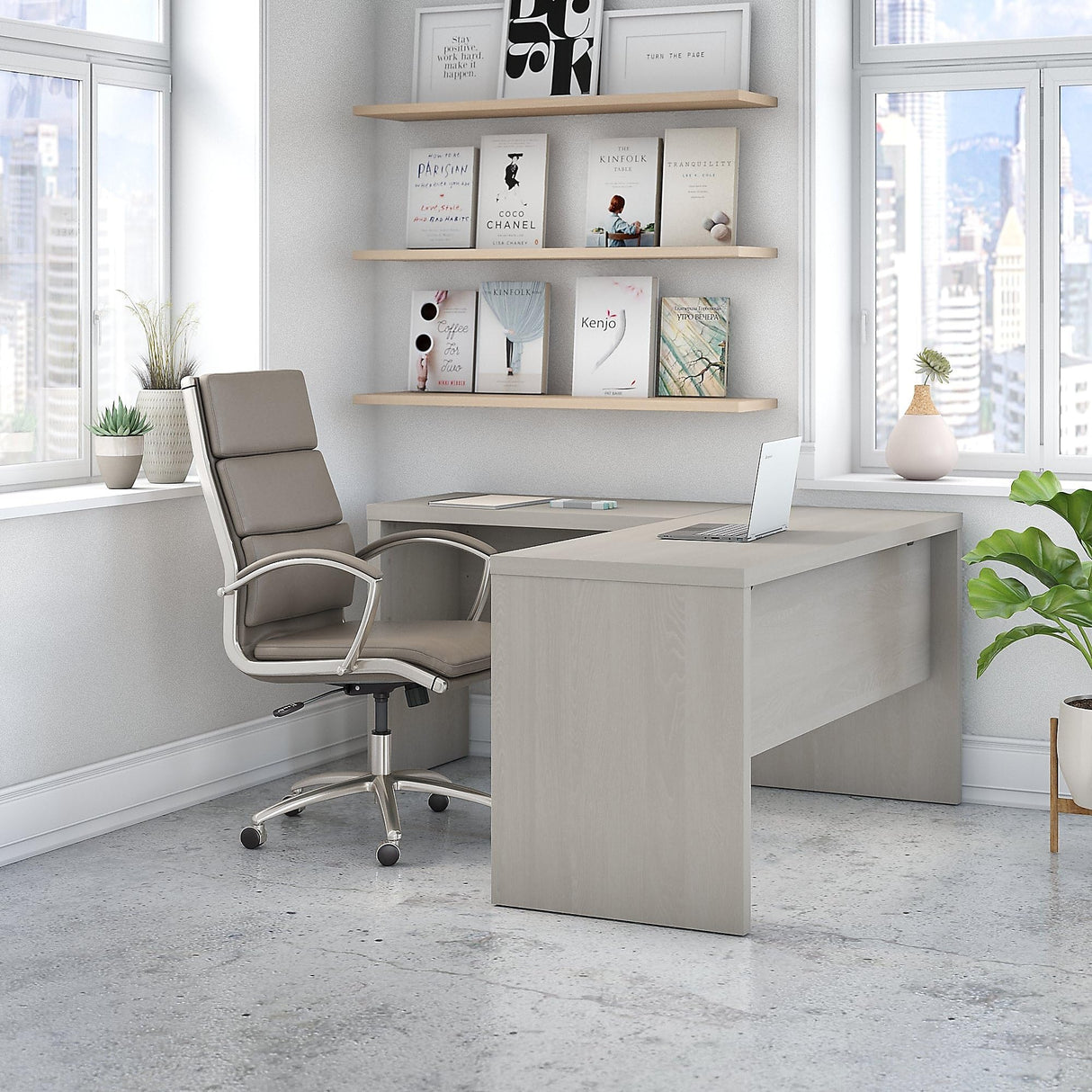 Echo L Shaped Desk, 60W, Gray Sand