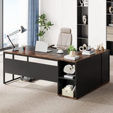 71 inch Executive Desk, L Shaped Desk with Cabinet Storage, Executive Office Desk