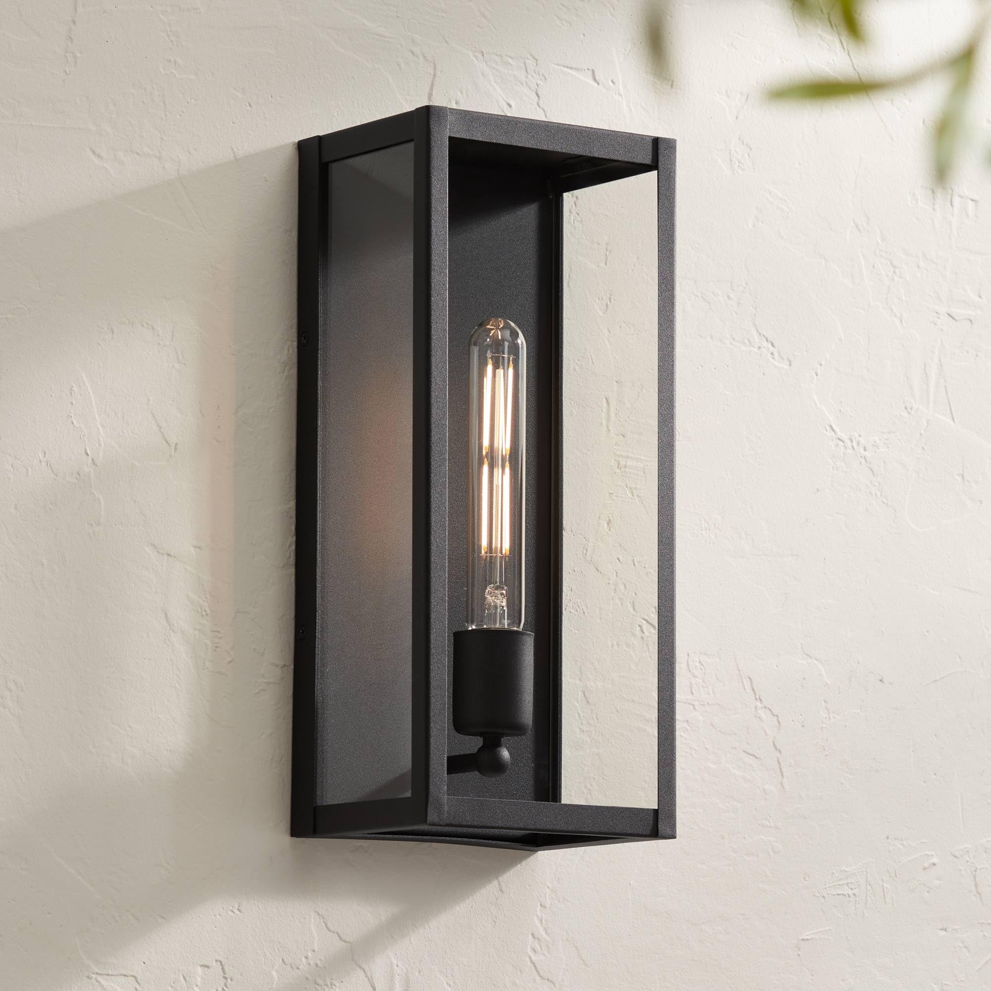 Cornell Modern Industrial Box-Shaped Outdoor Wall Light Fixture Sand Black