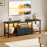 TV Stand with LED Lights - 50 Inch Entertainment Center with Storage