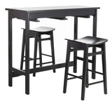 Home Collection Colbie Black Storage Rack 3-Piece Pub Set