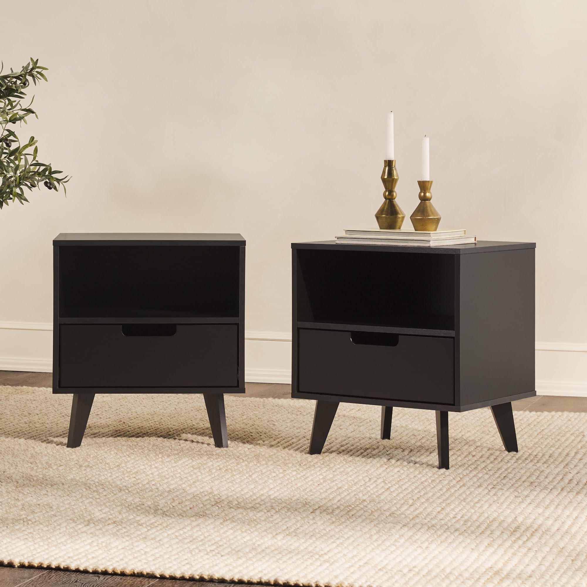 Mid-Century Modern 1-Drawer Nightstands