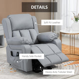 Electric Power Lift Recliner Chair, PU Leather Reclining Chair with Vibration Massage,