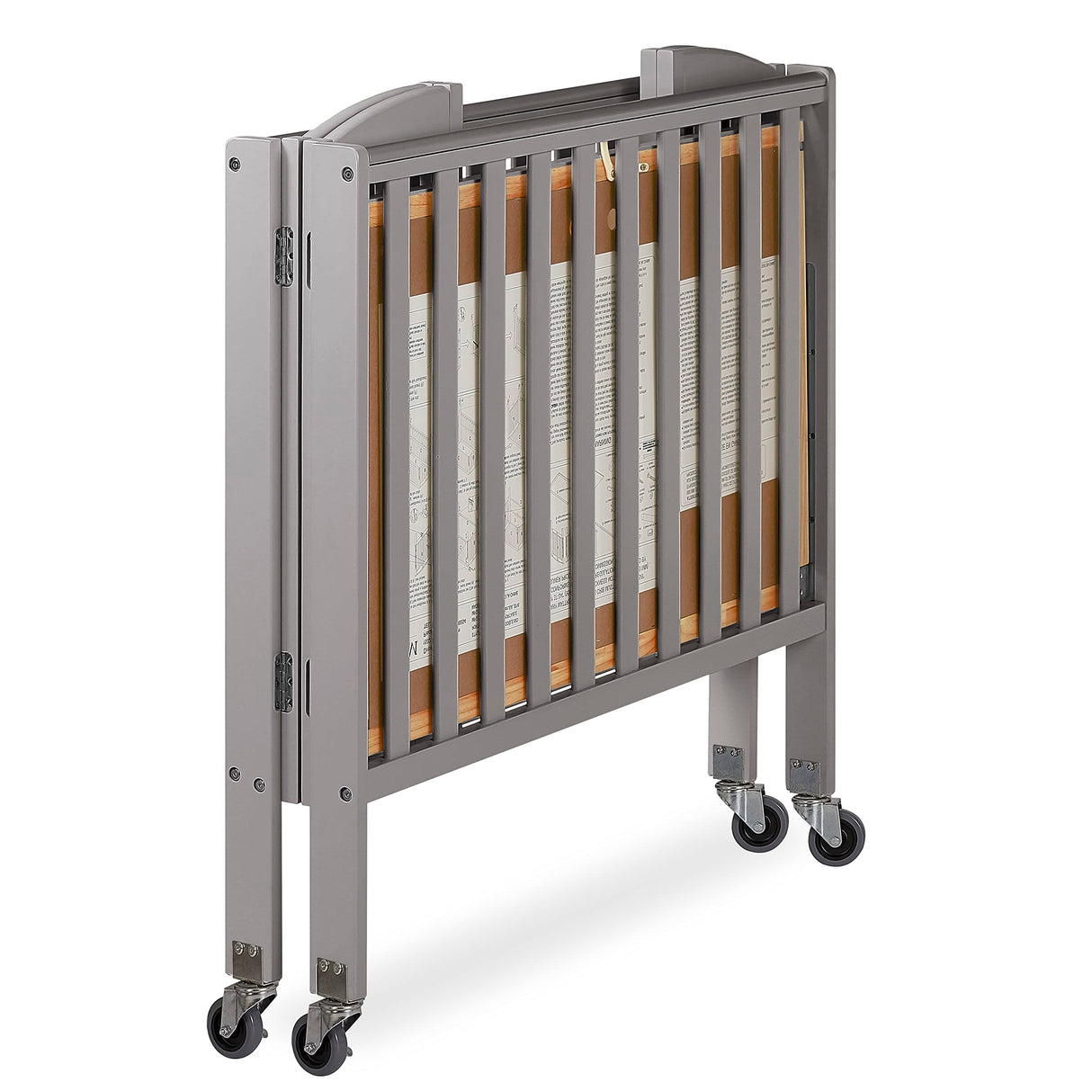 3 in 1 Portable Folding Stationary Side Crib in Steel Grey, Greenguard Gold Certified,