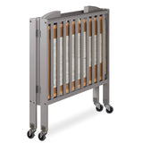 3 in 1 Portable Folding Stationary Side Crib in Steel Grey, Greenguard Gold Certified,