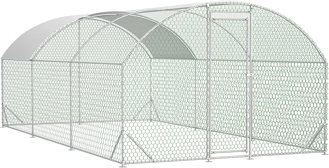 FortiRun XL Walk-In Metal Chicken Coop with Galvanized Frame & Predator-Proof Mesh